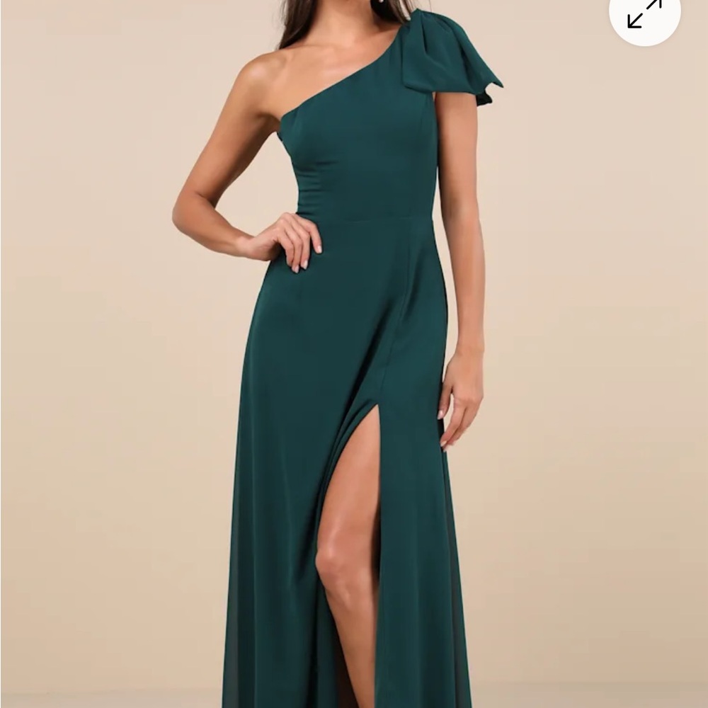 Lulu's One-Shoulder Emerald Green Dress